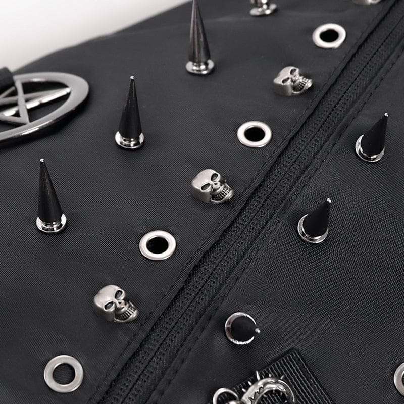 DEVIL FASHION Men's Punk Pentacle Eyelets & Rivets Bag