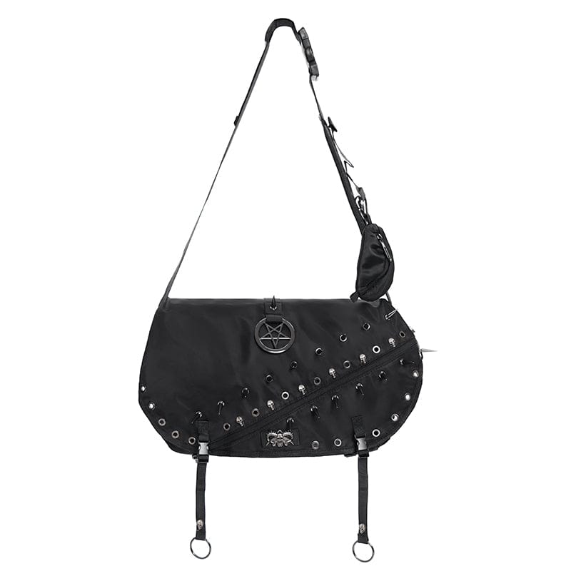 DEVIL FASHION Men's Punk Pentacle Eyelets & Rivets Bag