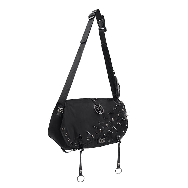 DEVIL FASHION Men's Punk Pentacle Eyelets & Rivets Bag