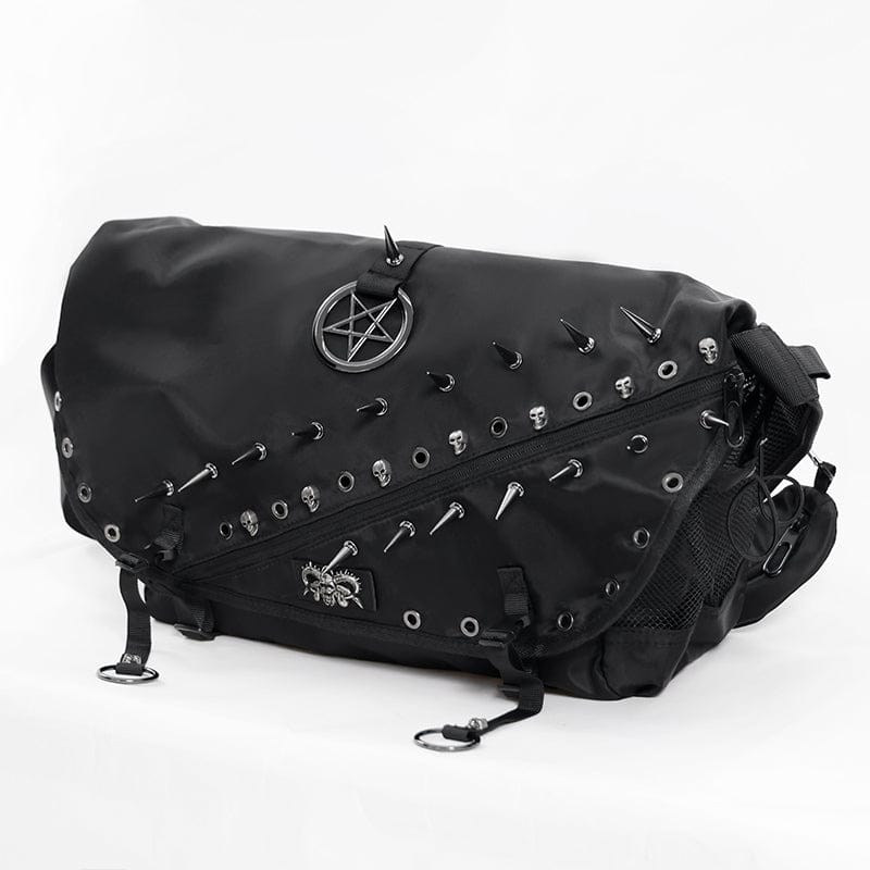 DEVIL FASHION Men's Punk Pentacle Eyelets & Rivets Bag