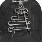 DEVIL FASHION Men's Punk Ring Safety Pin Chained Hat