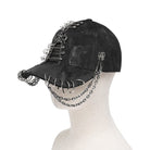 DEVIL FASHION Men's Punk Ring Safety Pin Chained Hat