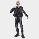 Sudadera con capucha punk rasgada y encadenada para hombre de DEVIL FASHION