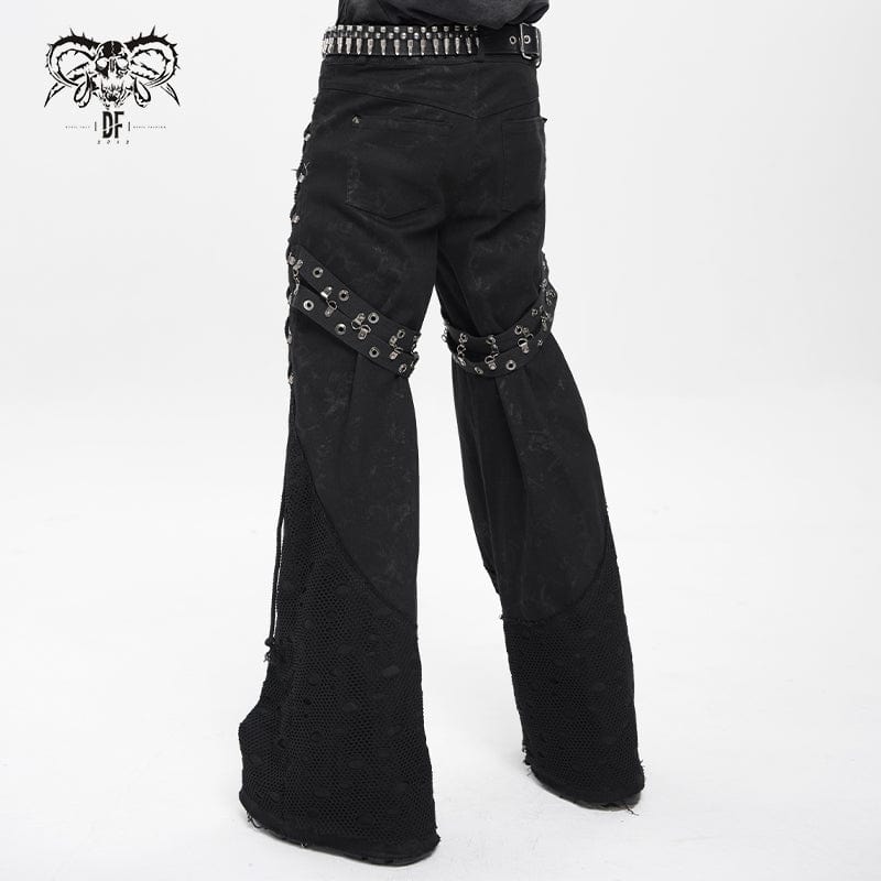 Men's Punk Ripped Mesh Splice Lace-up Baggy Trousers – Punk Design