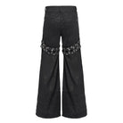 DEVIL FASHION Men's Punk Ripped Mesh Splice Lace-up Baggy Trousers