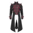 DEVIL FASHION Men's Punk Rivet Buckle Strap Hooded Jacket Black