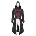 DEVIL FASHION Men's Punk Rivet Buckle Strap Hooded Jacket Black