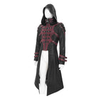 DEVIL FASHION Men's Punk Rivet Buckle Strap Hooded Jacket Black