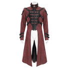 DEVIL FASHION Men's Punk Rivet Buckle Strap Hooded Jacket Red