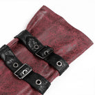 DEVIL FASHION Men's Punk Rivet Buckle Strap Hooded Jacket Red