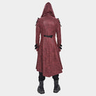 DEVIL FASHION Men's Punk Rivet Buckle Strap Hooded Jacket Red