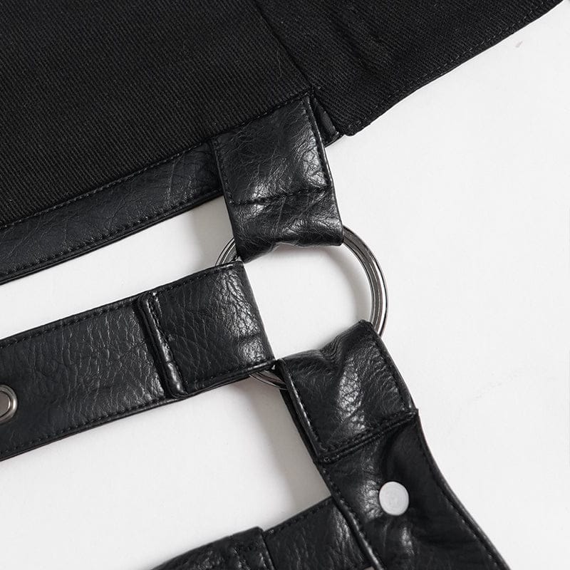 DEVIL FASHION Men's Punk Rivet Strappy Harness Belt with Pouches Black