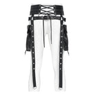 DEVIL FASHION Men's Punk Rivet Strappy Harness Belt with Pouches Black