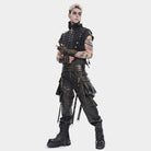 DEVIL FASHION Men's Punk Rivet Strappy Harness Belt with Pouches Bronze