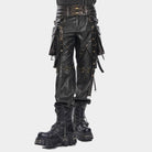 DEVIL FASHION Men's Punk Rivet Strappy Harness Belt with Pouches Bronze