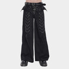 DEVIL FASHION Men's Punk Rivets Chains Zip Pants