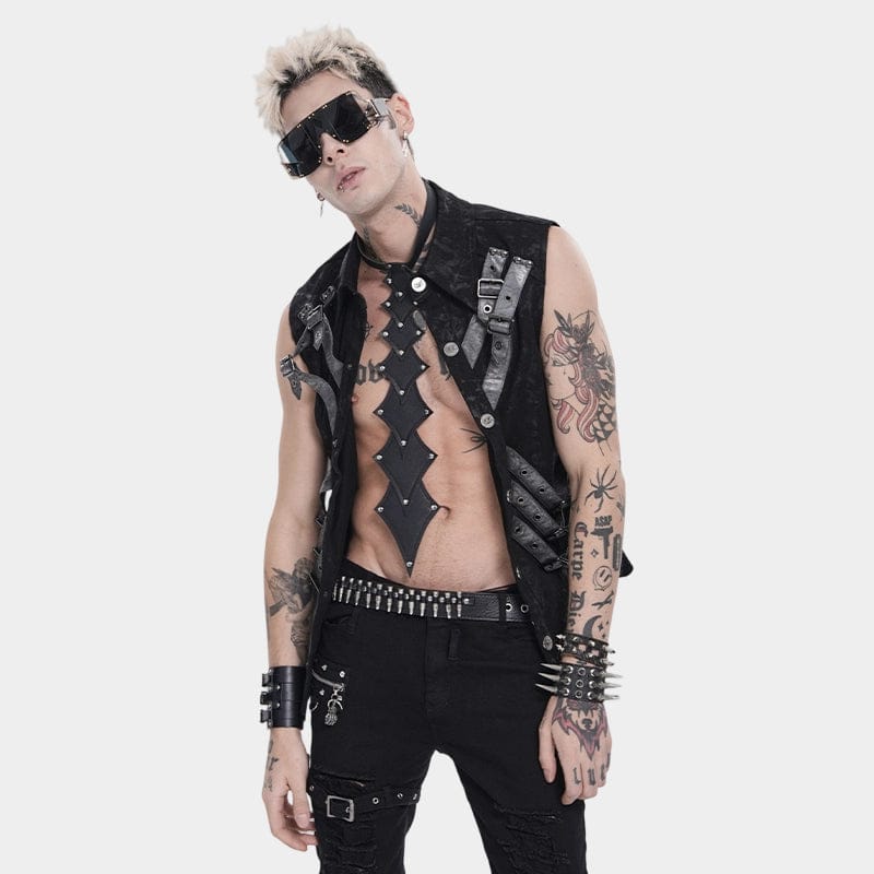 DEVIL FASHION Men's Punk Rivets Layered Neckwear