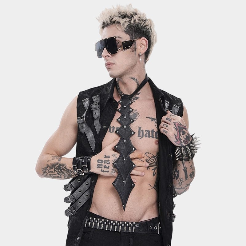 DEVIL FASHION Men's Punk Rivets Layered Neckwear