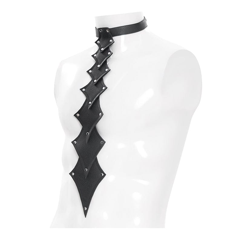 DEVIL FASHION Men's Punk Rivets Layered Neckwear
