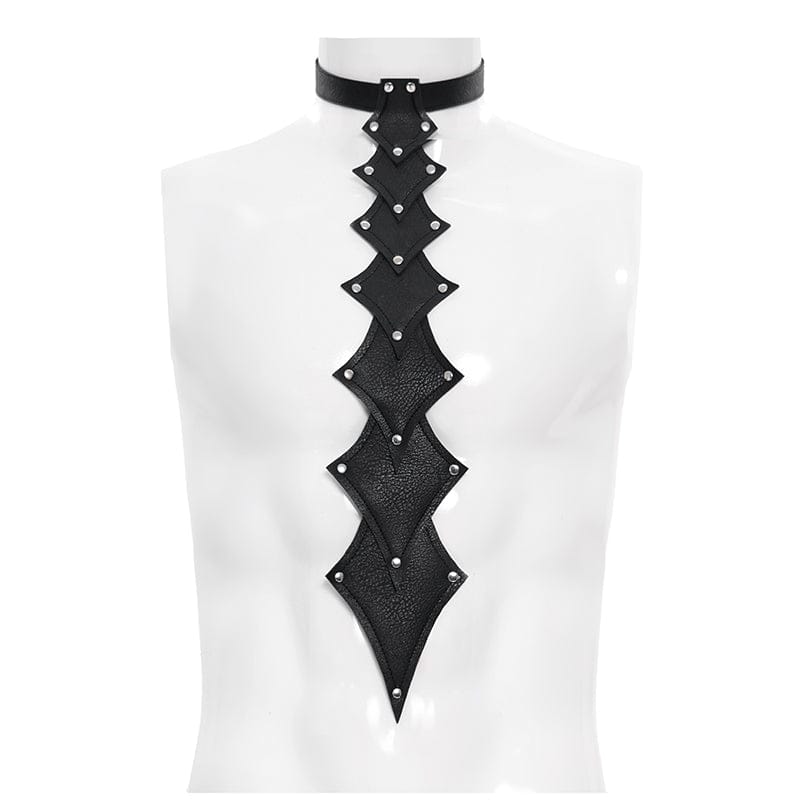 DEVIL FASHION Men's Punk Rivets Layered Neckwear