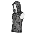DEVIL FASHION Men's Punk Skull Hooded Mesh Tank Top