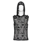 DEVIL FASHION Men's Punk Skull Hooded Mesh Tank Top