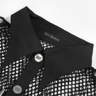 Camisa de malla con bolsillos pequeños y estampado de balas y remaches para hombre de DEVIL FASHION, estilo punk.