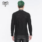 DEVIL FASHION Men's Punk Stand Collar Mesh Splice Shirt