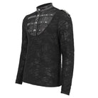 DEVIL FASHION Men's Punk Stand Collar Mesh Splice Shirt