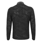 DEVIL FASHION Men's Punk Stand Collar Mesh Splice Shirt