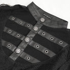 DEVIL FASHION Men's Punk Stand Collar Mesh Splice Shirt