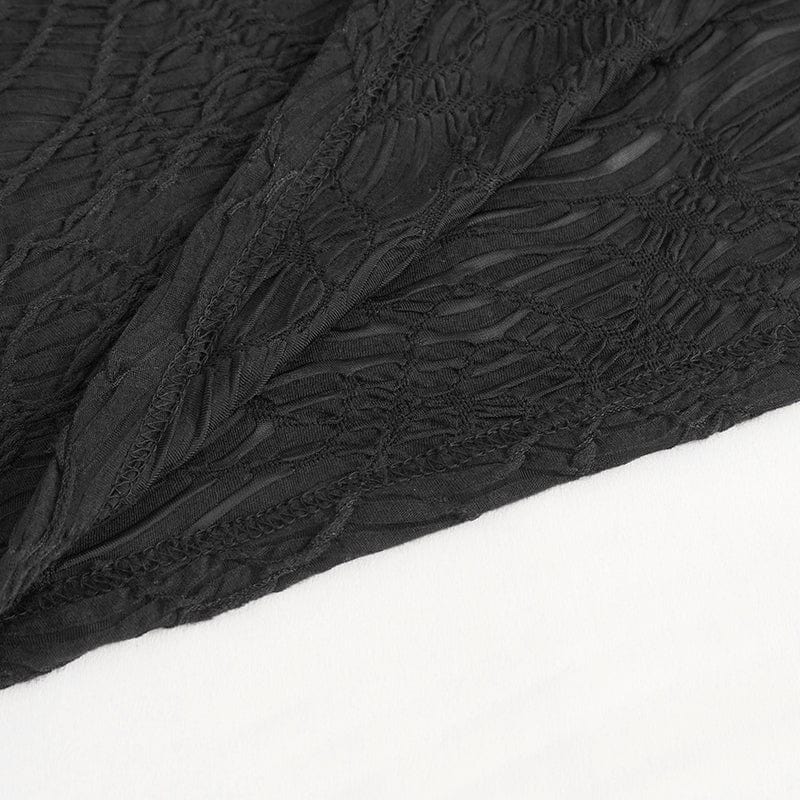 DEVIL FASHION Men's Punk Stand Collar Mesh Splice Shirt