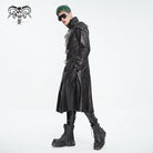 DEVIL FASHION Herren Punk Stehkragen Multi-Schnalle Kunstledermantel Schwarz