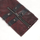 DEVIL FASHION Herren Punk Stehkragen Multi-Schnalle Kunstledermantel Rot