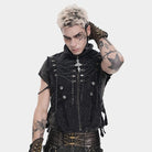 Chaleco de hombre estilo punk con tirantes y cadena sin bordes de DEVIL FASHION