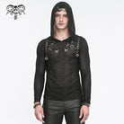 DEVIL FASHION Men's Punk Striped Sheer Hoodies