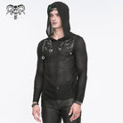 DEVIL FASHION Men's Punk Striped Sheer Hoodies