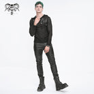 DEVIL FASHION Men's Punk Striped Sheer Hoodies
