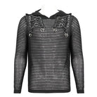 DEVIL FASHION Men's Punk Striped Sheer Hoodies
