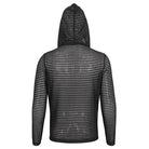 DEVIL FASHION Men's Punk Striped Sheer Hoodies