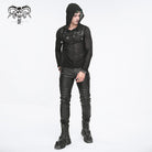 DEVIL FASHION Men's Punk Striped Sheer Hoodies