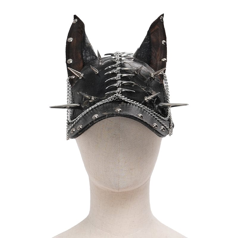 DEVIL FASHION Men's Punk Studded Chained Distressed Hat