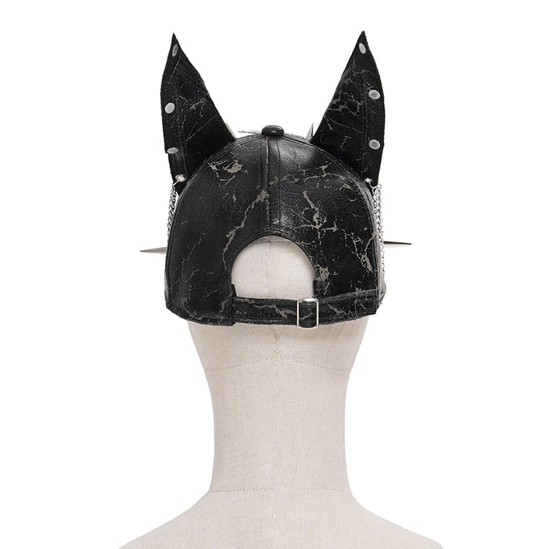 DEVIL FASHION Men's Punk Studded Chained Distressed Hat