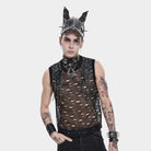 DEVIL FASHION Men's Punk Studded Chained Distressed Hat