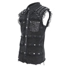 DEVIL FASHION Men's Punk Studded Distressed Unedged Vest