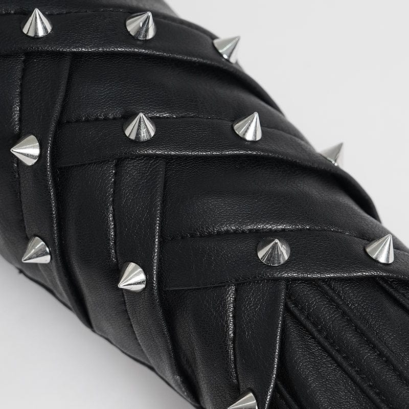 DEVIL FASHION Men's Punk Studded Fingerless Gloves