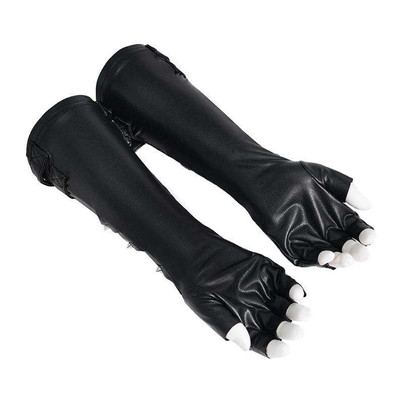 DEVIL FASHION Men's Punk Studded Fingerless Gloves