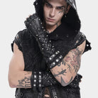 DEVIL FASHION Men's Punk Studded Fingerless Gloves