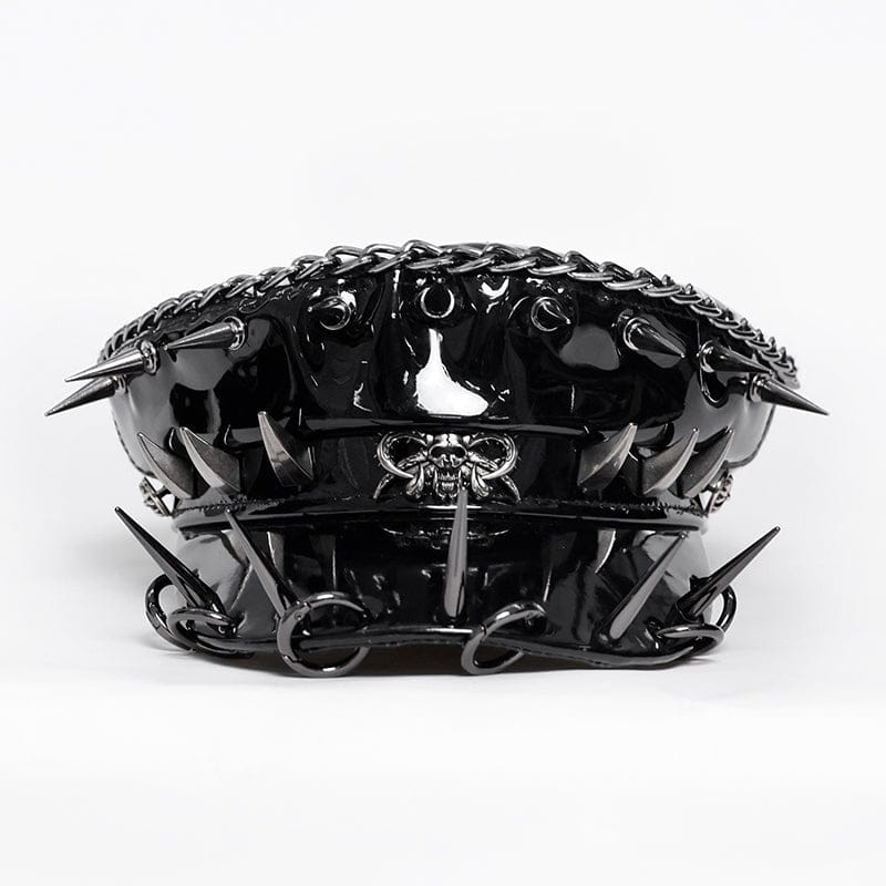 DEVIL FASHION Men's Punk Studded Rings Chained Hat