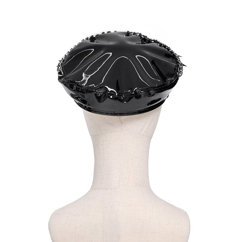 DEVIL FASHION Men's Punk Studded Rings Chained Hat